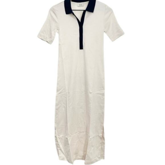 AYR Dresses & Skirts - AYR Scout Dress Seashell‎ Polo Short Sleeve Maxi Slit 100% Pima Cotton-Sz XS